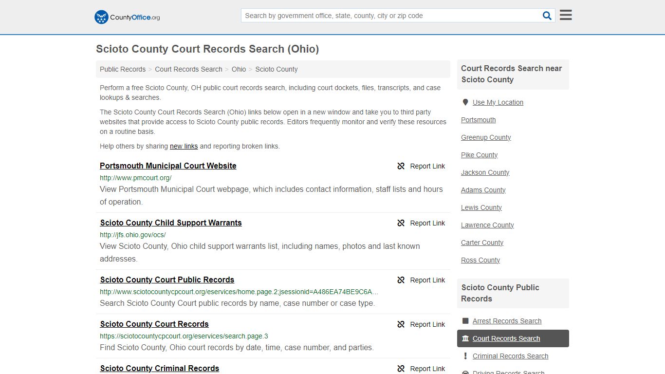 Scioto County Court Records Search (Ohio) - County Office