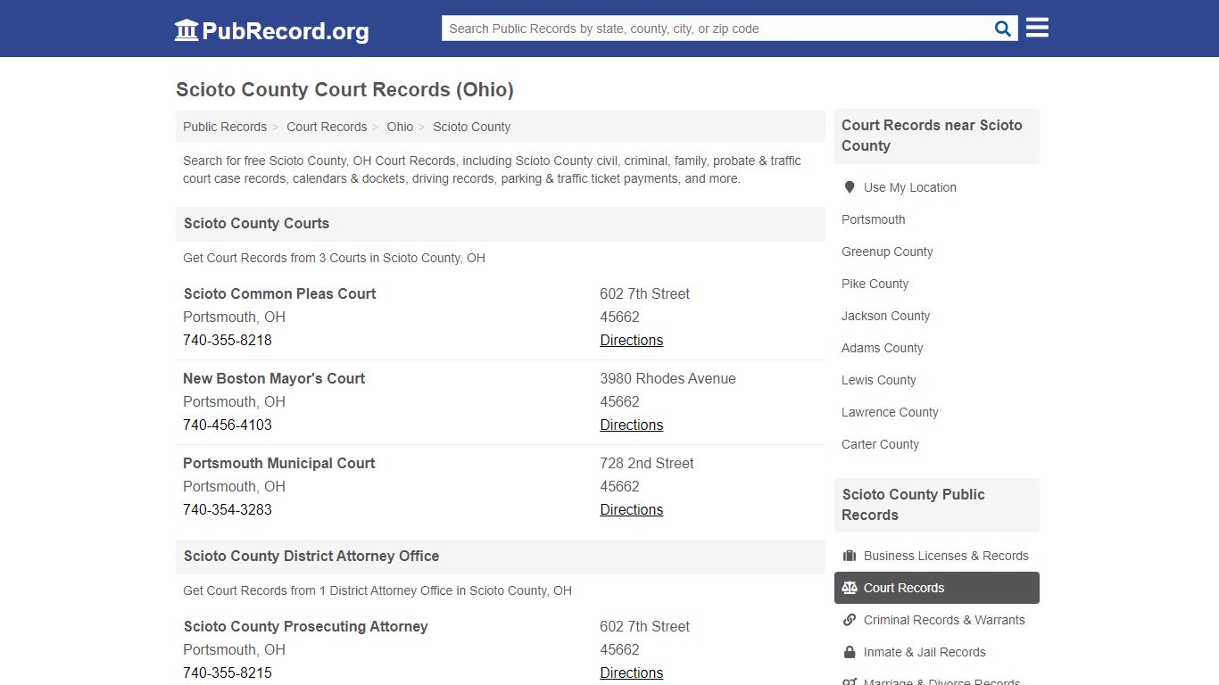 Free Scioto County Court Records (Ohio Court Records) - PubRecord.org
