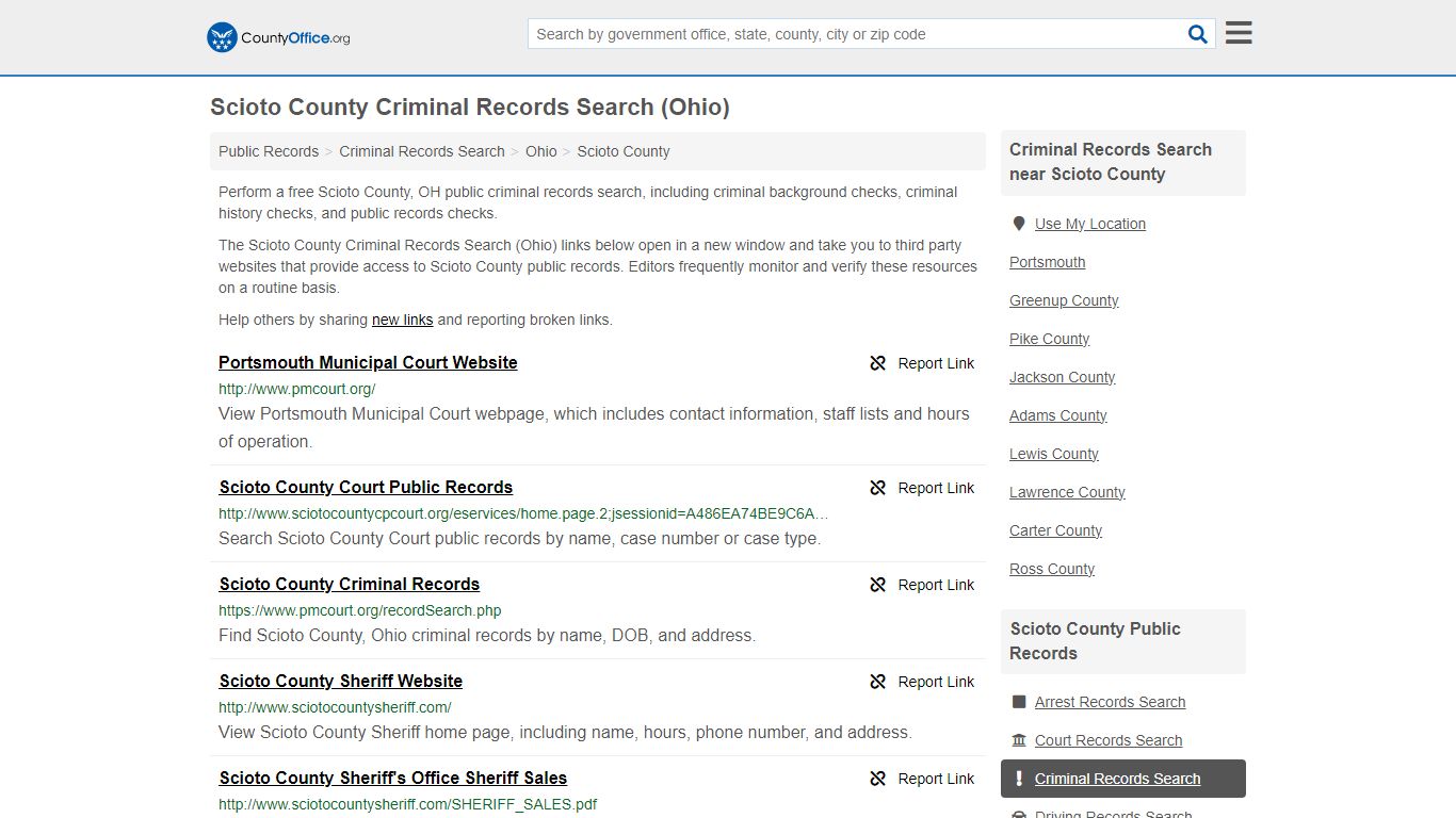 Scioto County Criminal Records Search (Ohio) - County Office